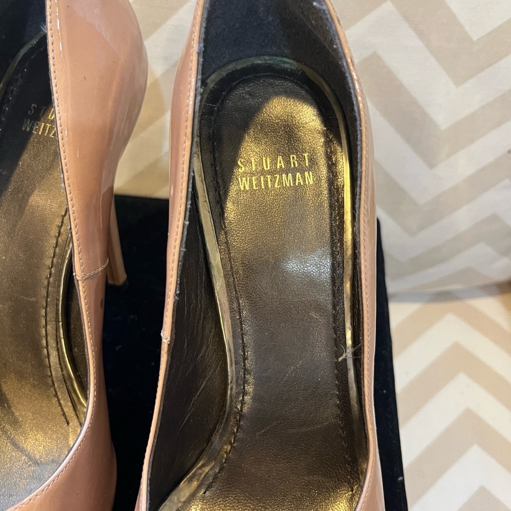 Stuart Weitzman nude peep toe high heels, size 9.5 - Picture 2 of 9